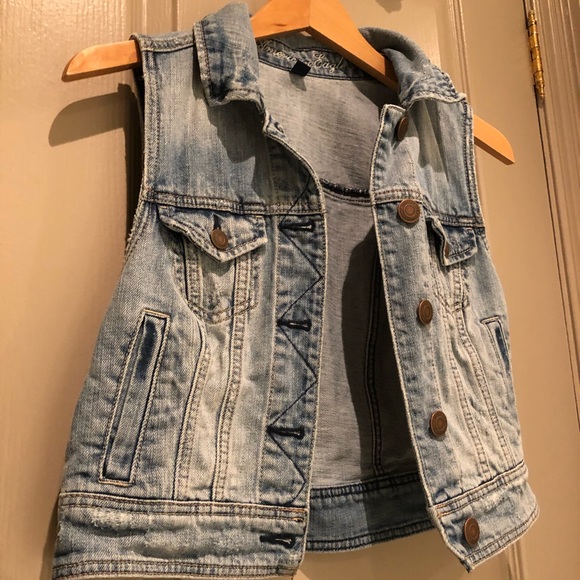 CUTE Jean denim Vest American Eagle - Picture 2 of 5